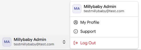 Profile menu with Support option